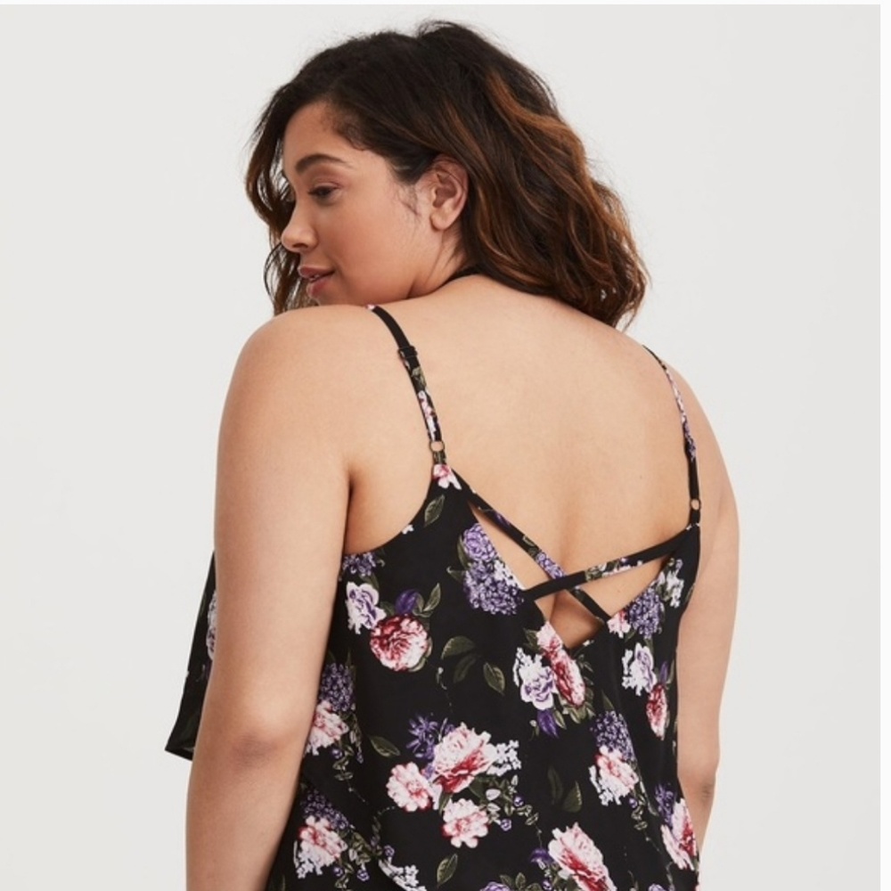 Torrid black floral tiered cami